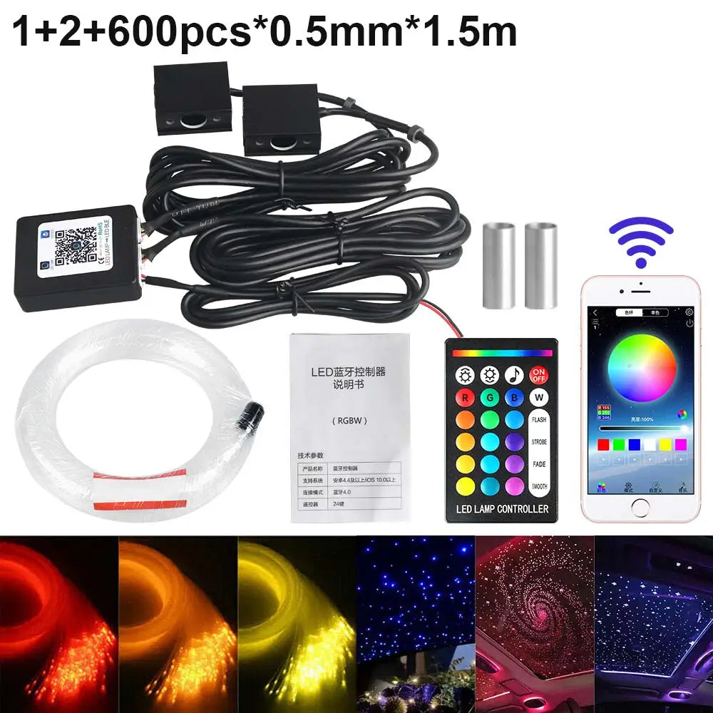 fiber optic light kit 600 strands with 2 light engines and remote control