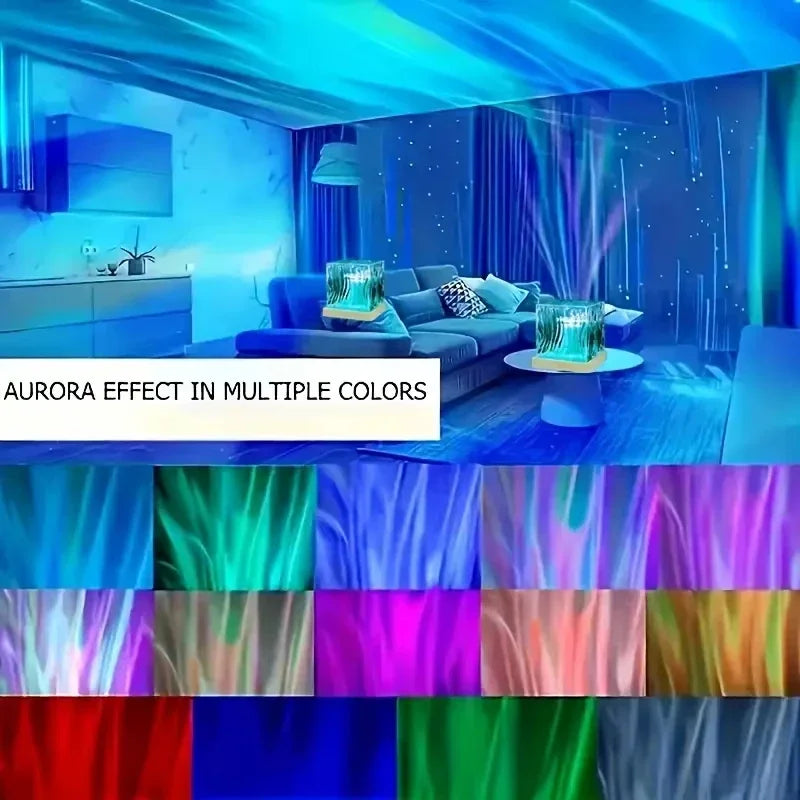 northern light projector casting water ripple patterns on wall