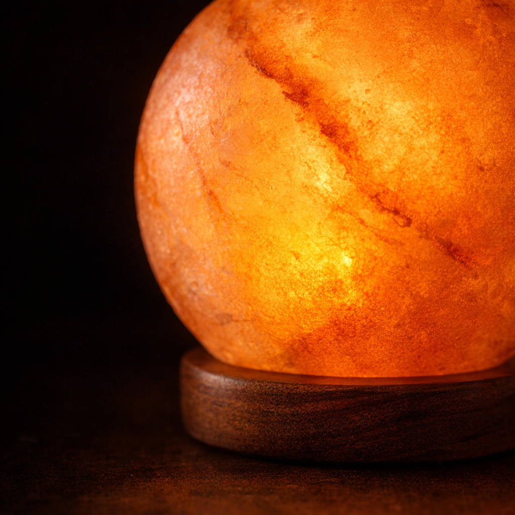 pink salt lamp close up crystal texture detail
