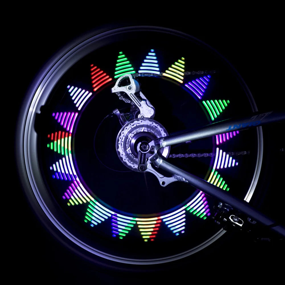bike wheel lights 30 colorful RGB patterns while spinning