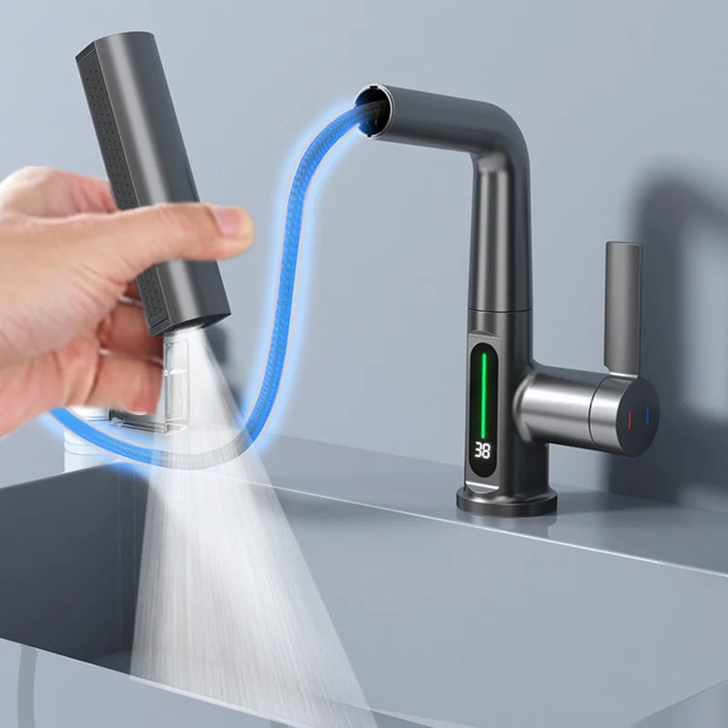 Smart Basin Faucet with Temperature Indicator