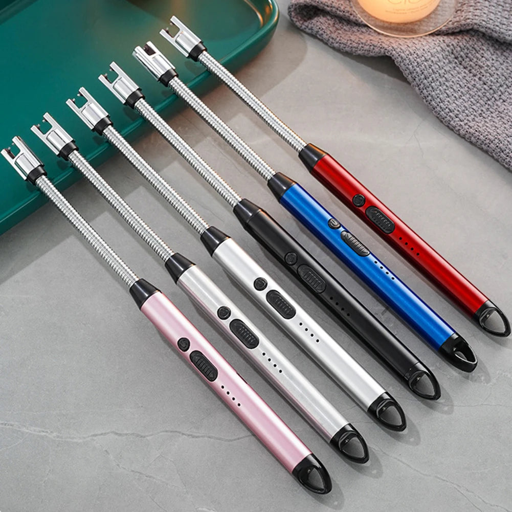 rechargeable candle lighter lighting a candle in cozy setting