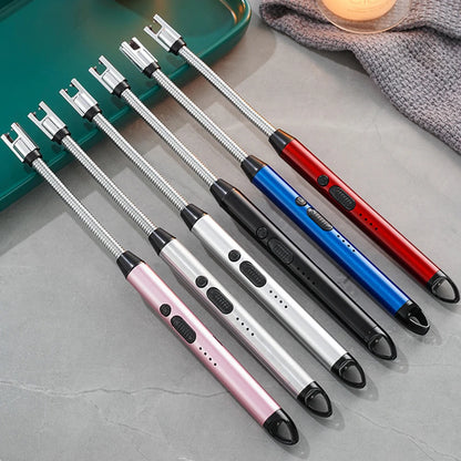 rechargeable candle lighter lighting a candle in cozy setting