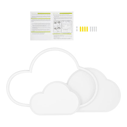 cloud ceiling lamp package contents with mounting hardware and manual