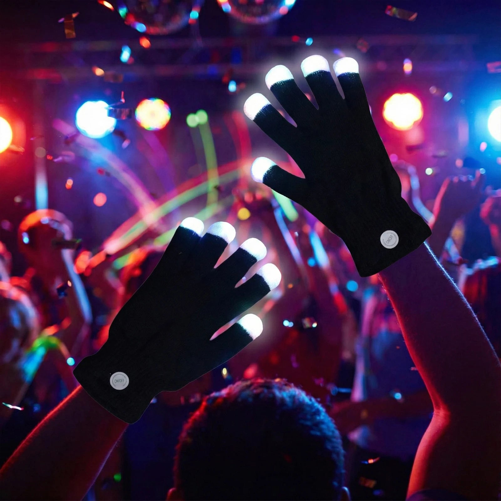 LED Rave Gloves – 7-Color Light Up Finger Gloves For Festivals, Parties & Gloving Performances – Comfortable Knit Fit