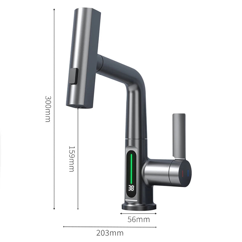 Smart Basin Faucet with Temperature Indicator