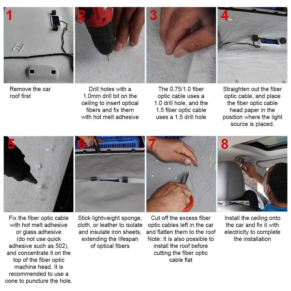 fiber optic ceiling star lights 8-step installation guide for car roof