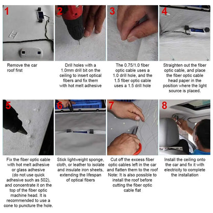 fiber optic ceiling star lights 8-step installation guide for car roof