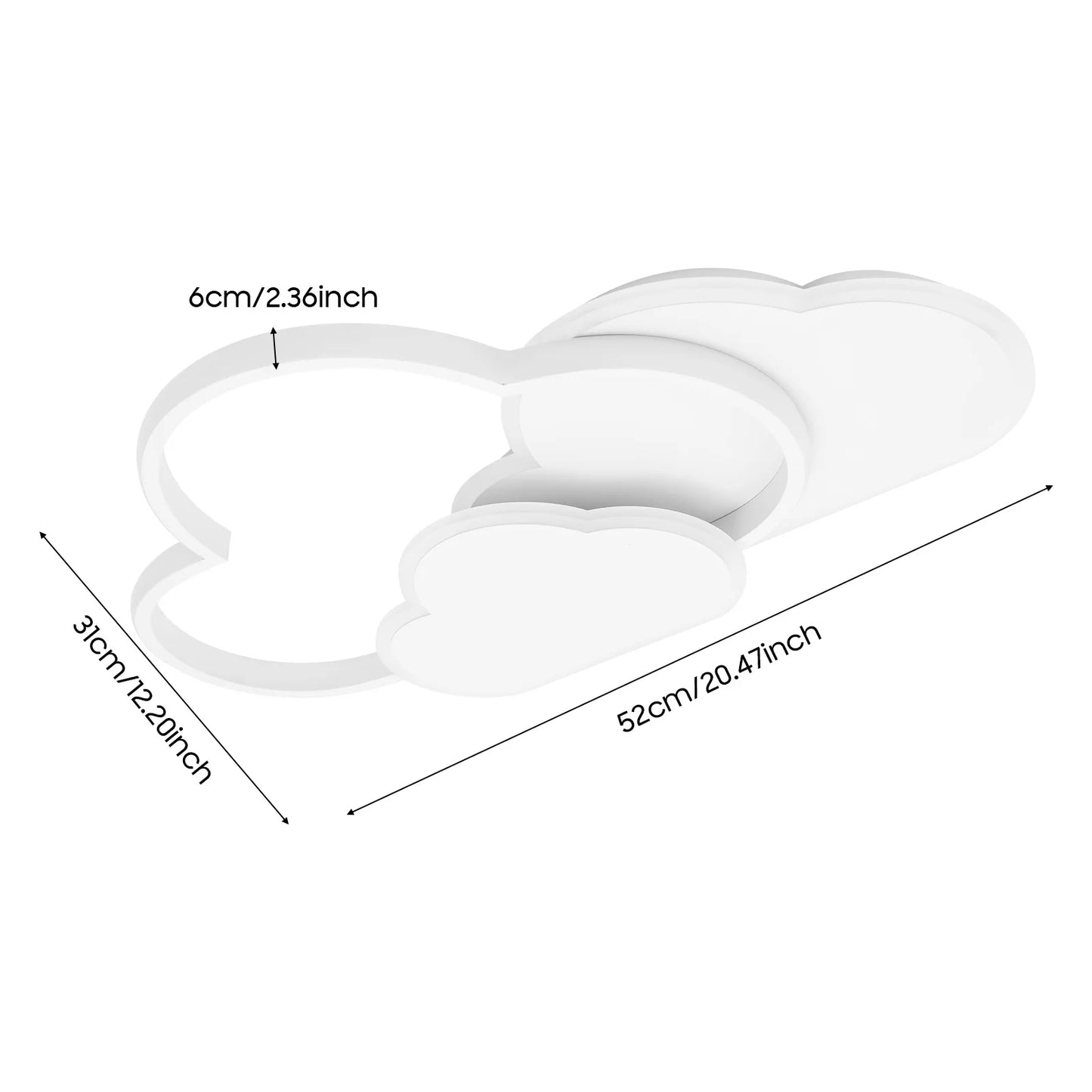 cloud pendant light dimensions diagram 52 by 31 centimeters