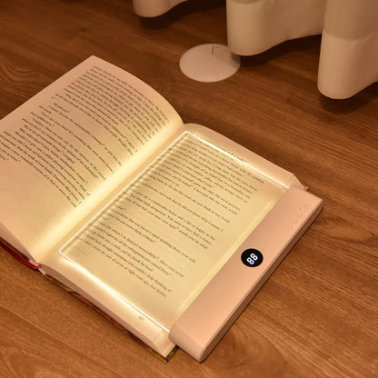 book light LED reading light on open book warm glow