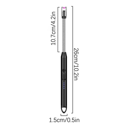 electric lighter for candles showing dimensions and flexible neck