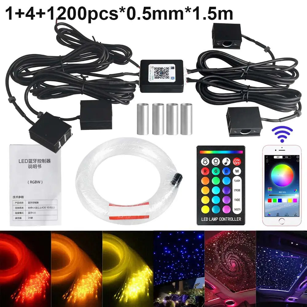 fiber optic sensory lights 1200 strand deluxe kit with 4 light engines