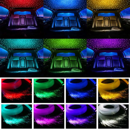 fiber optic led lights color options showing red blue green purple teal yellow and white