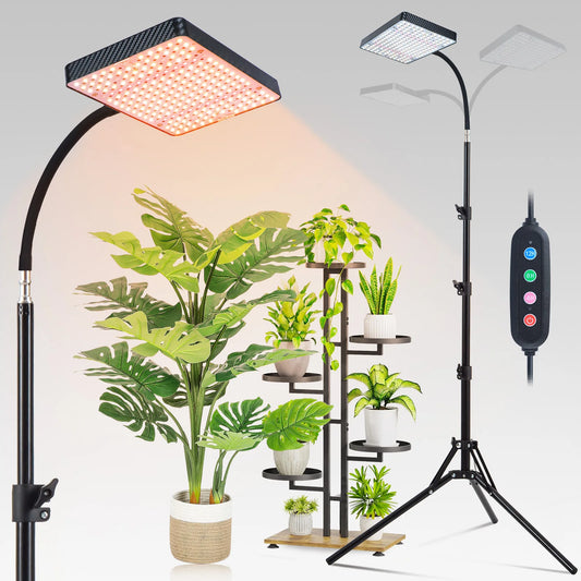 full spectrum led grow lights with tripod stand and timer for indoor plants