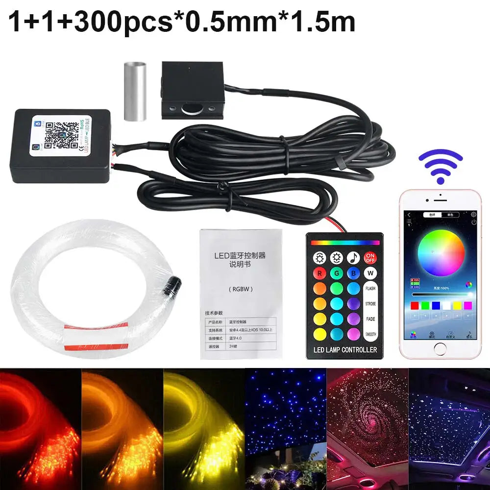 fiber optic string lights 300 strand starter kit with controller and remote