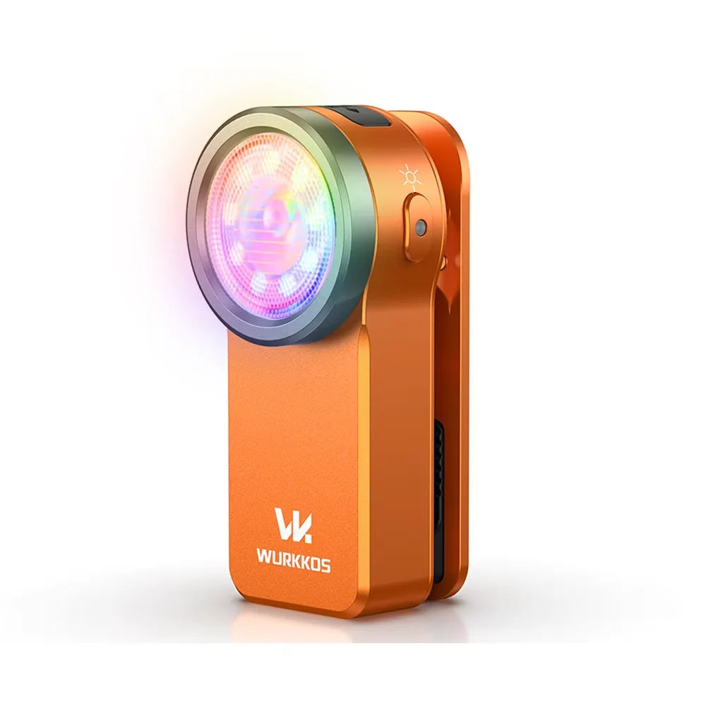 portable edc light in bright orange high-visibility finish
