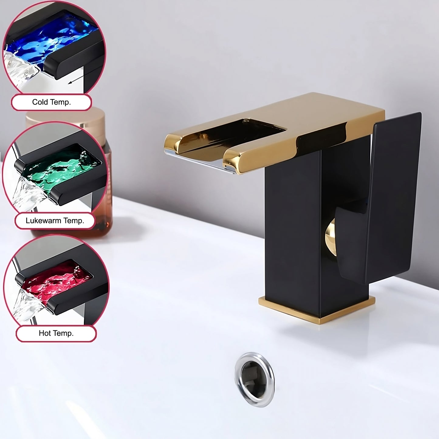 Smart LED Temperature-Sensing Basin Faucet