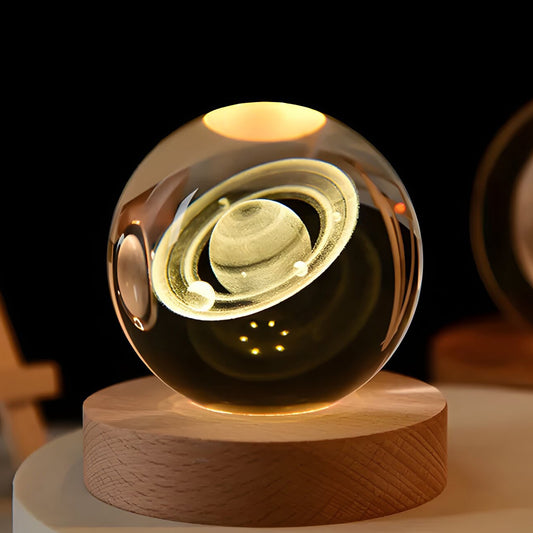 Laser-Engraved 3D Crystal Globe Light