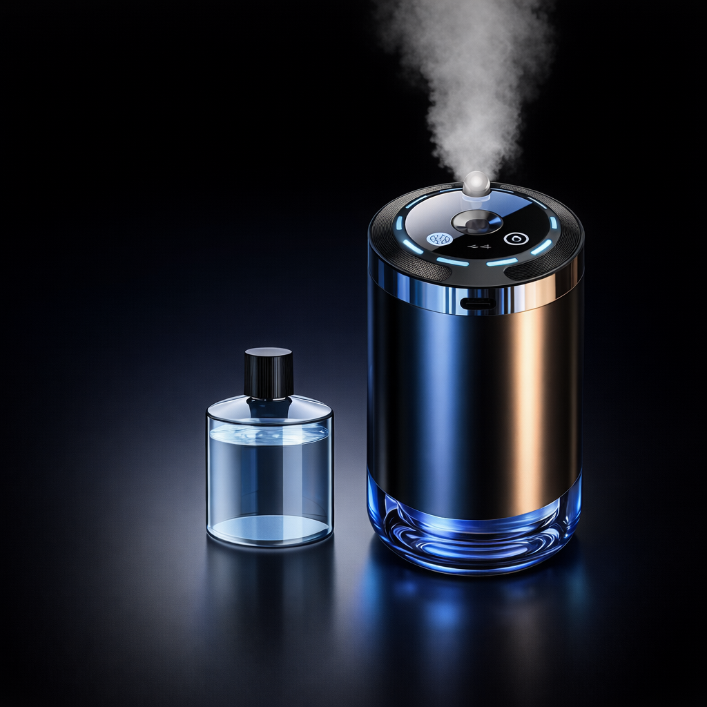car diffuser with refill bottle on dark background premium product shot