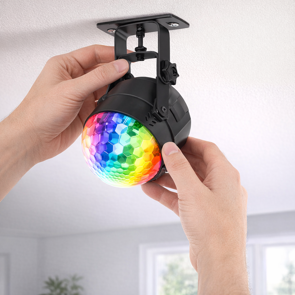 spinning disco ball light easy ceiling mount installation