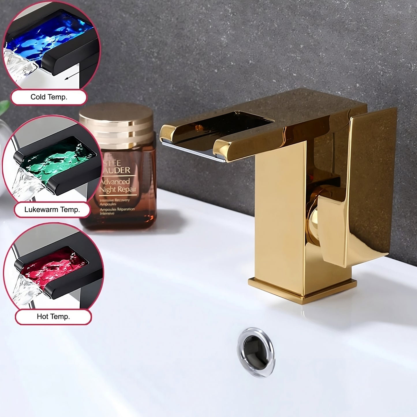 Smart LED Temperature-Sensing Basin Faucet