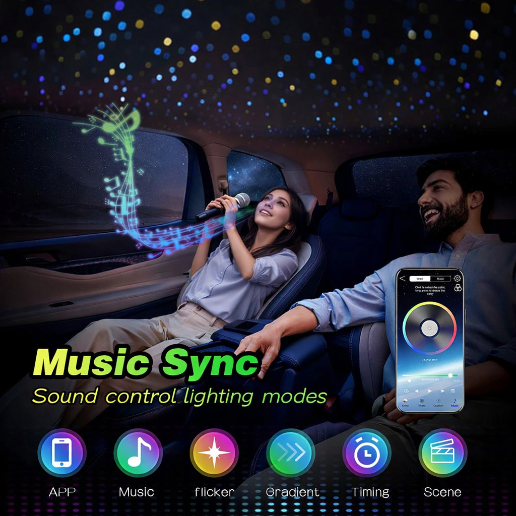 fiber optic star lights music sync mode with sound reactive color changing