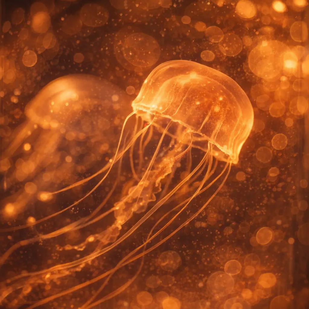 jellyfish table lamp close-up detail of floating jellyfish