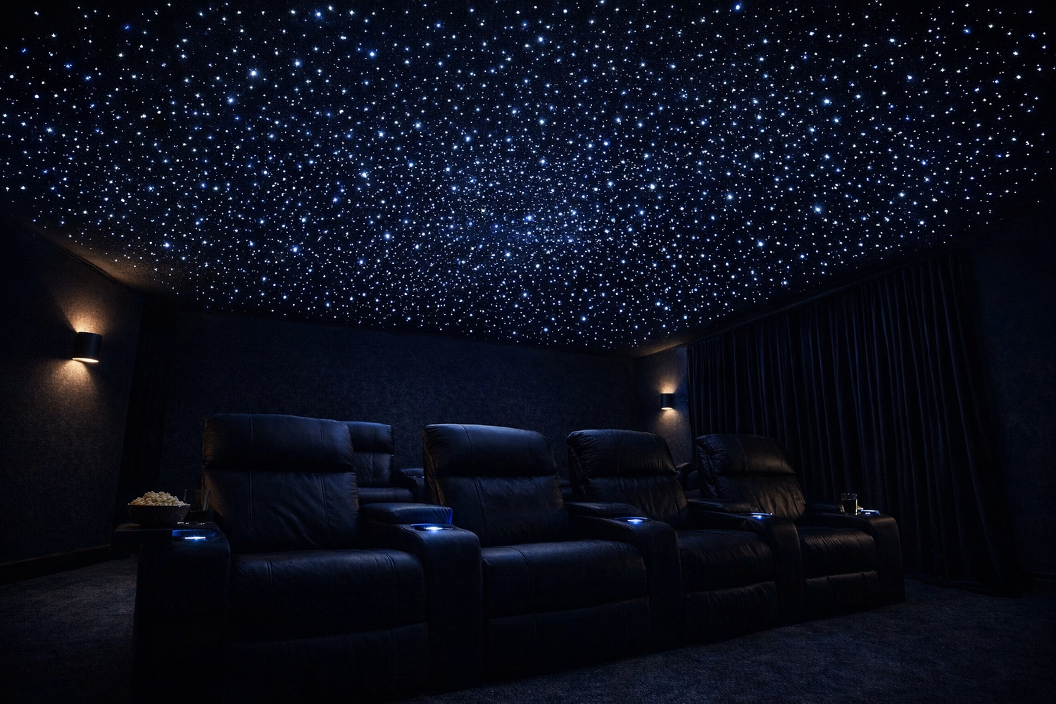 fiber optic ceiling star lights in luxury home theater