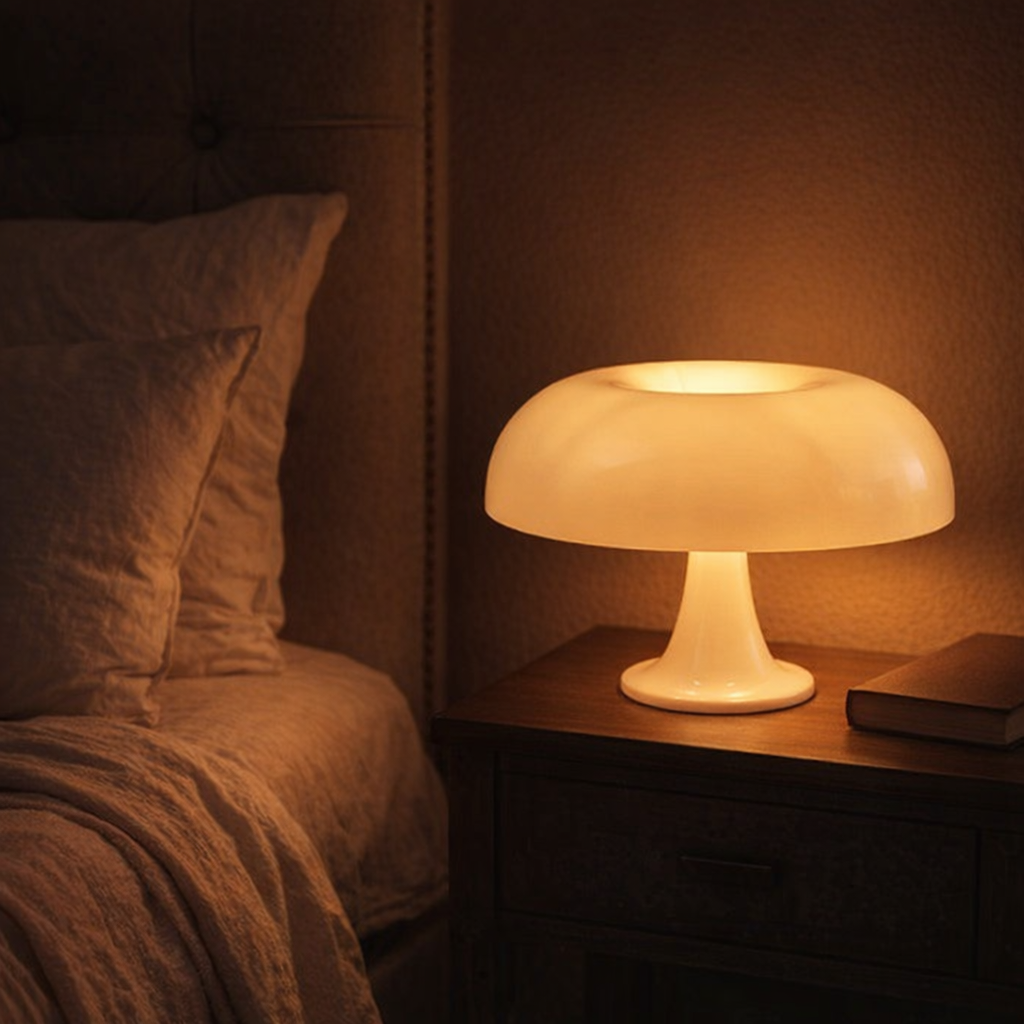 cordless mushroom lamp cozy bedroom nightstand