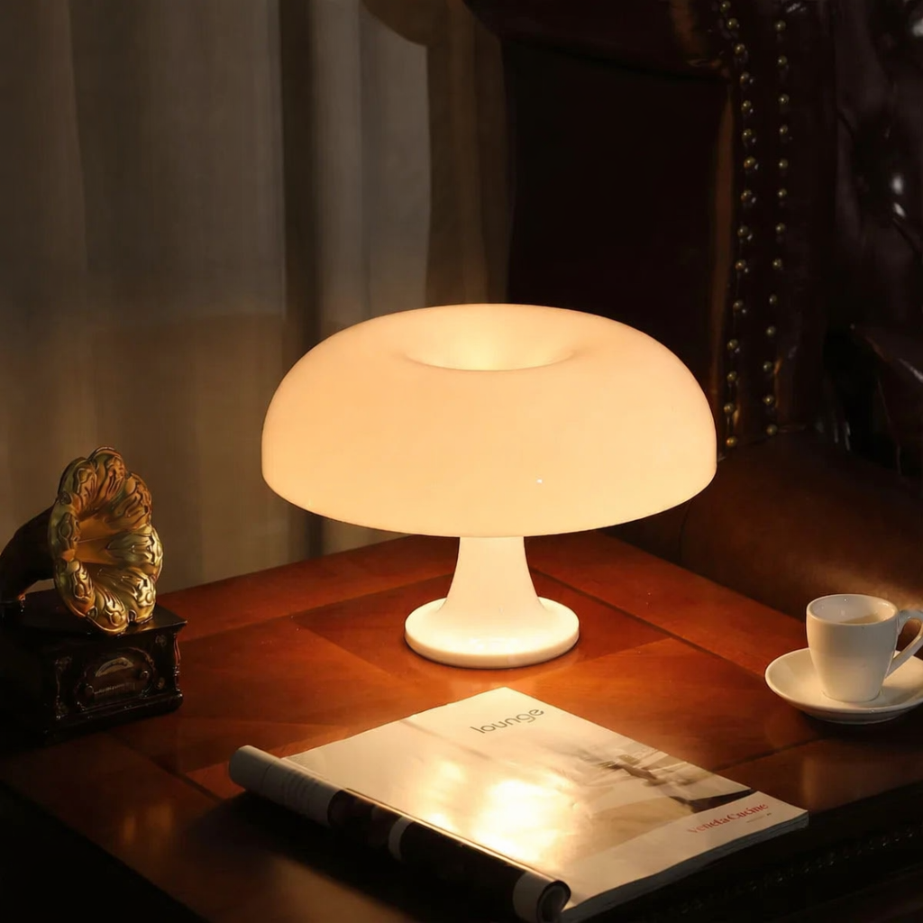 vintage mushroom lamp warm ambient glow retro decor