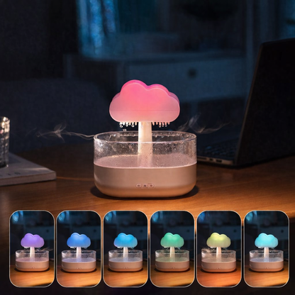 rainfall humidifier showing 7-color LED light options
