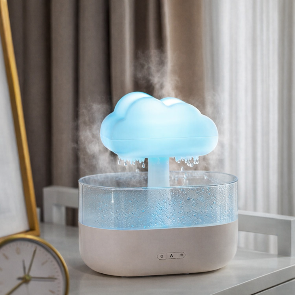 rain humidifier cascading raindrop effect from cloud
