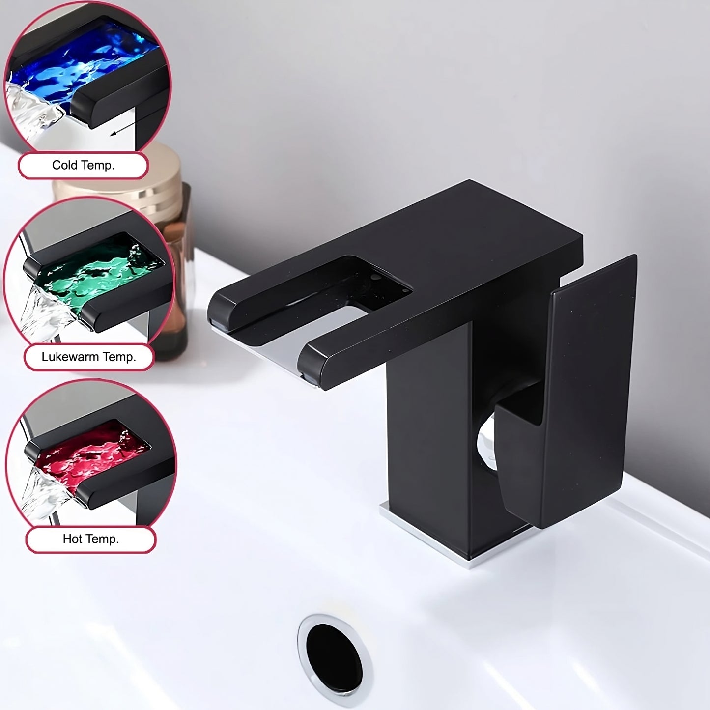 Smart LED Temperature-Sensing Basin Faucet