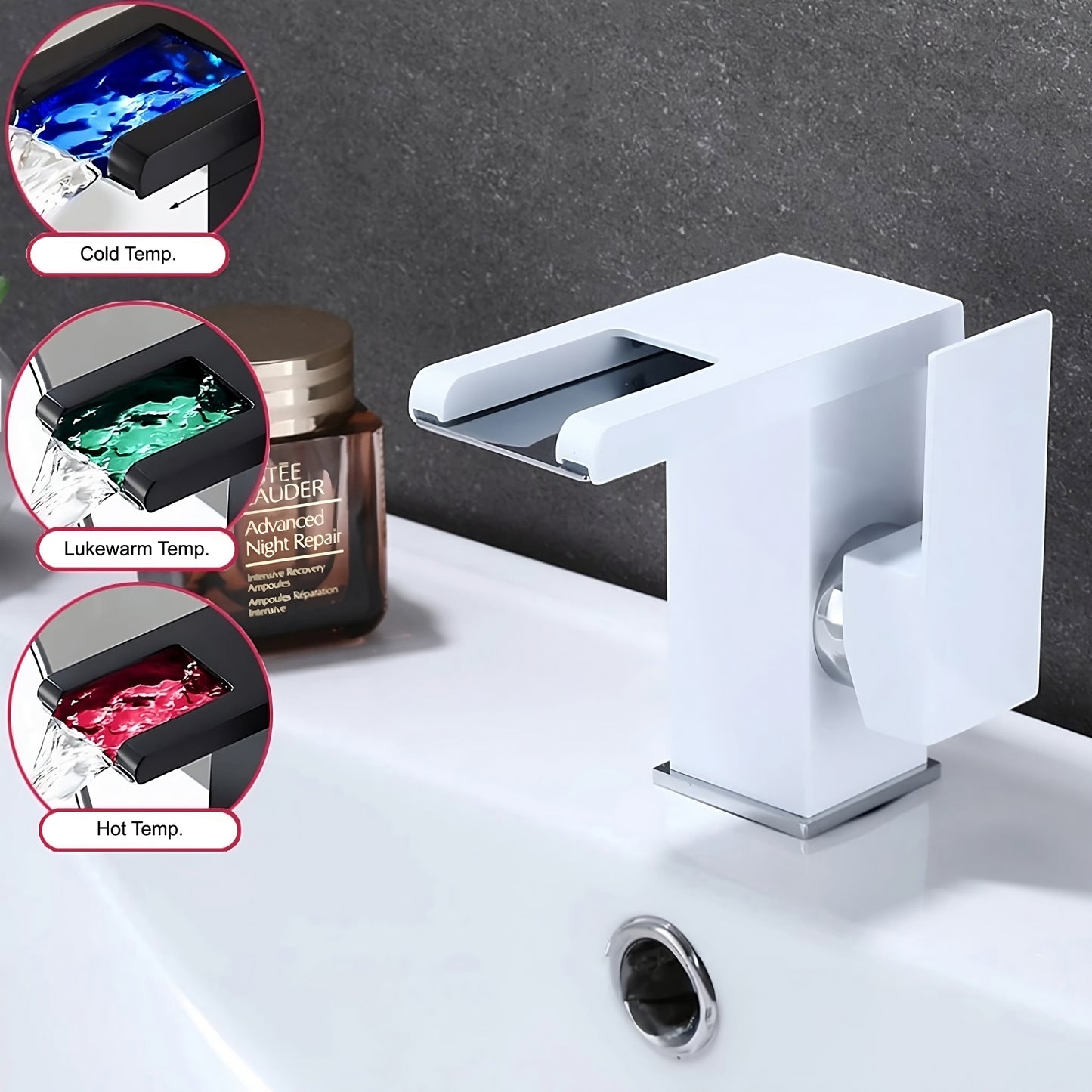 Smart LED Temperature-Sensing Basin Faucet