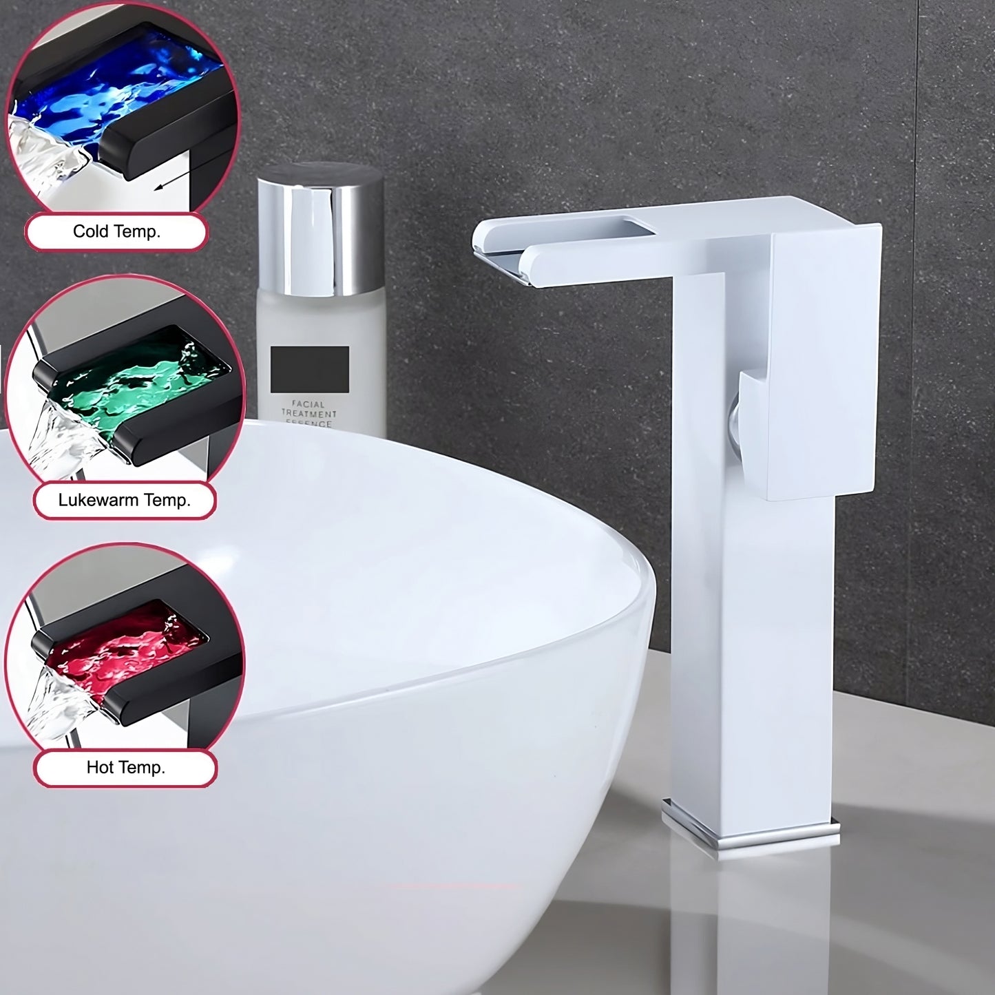 Smart LED Temperature-Sensing Basin Faucet